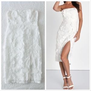 NWT Elevated Sensation White 3D Floral Embroidered Midi Dress XLarge
